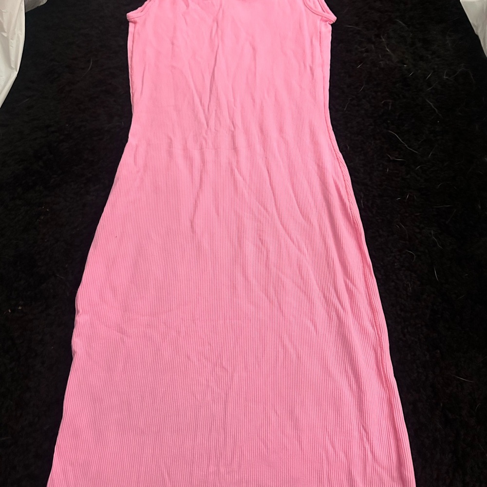 Pink Sleeveless Midi Dress